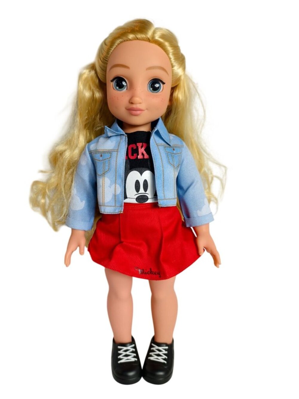 Disney Ily 4Ever 17" Doll Mickey Mouse-Inspired Poseable Blonde Hair Denim Jacke